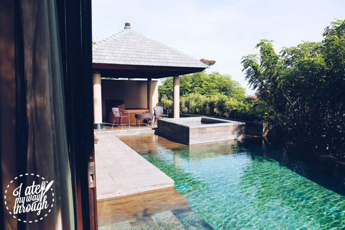 View of the pool from the bedroom