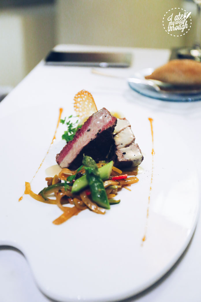 Angus beef tenderloin, potato mousseline, teppanyaki vegetables, truffle cream, citrus reduction