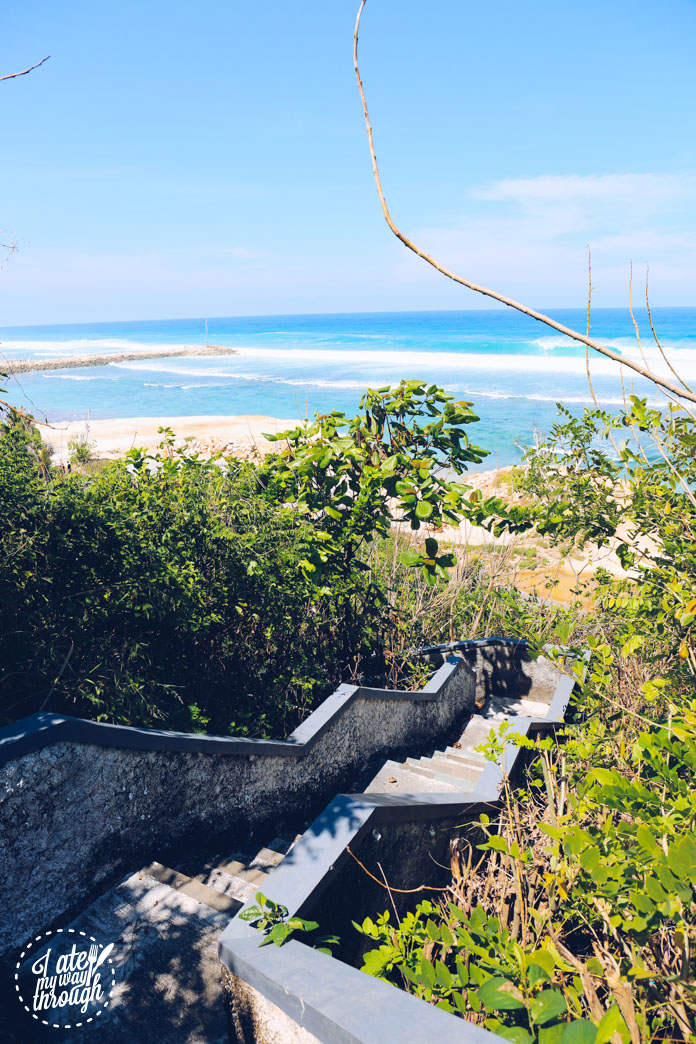 The stairs that descend to the beach from Banyan Tree Ungasan