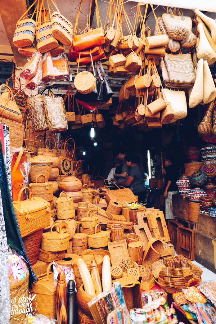 Handwoven bags and baskets at Ubud Art Market