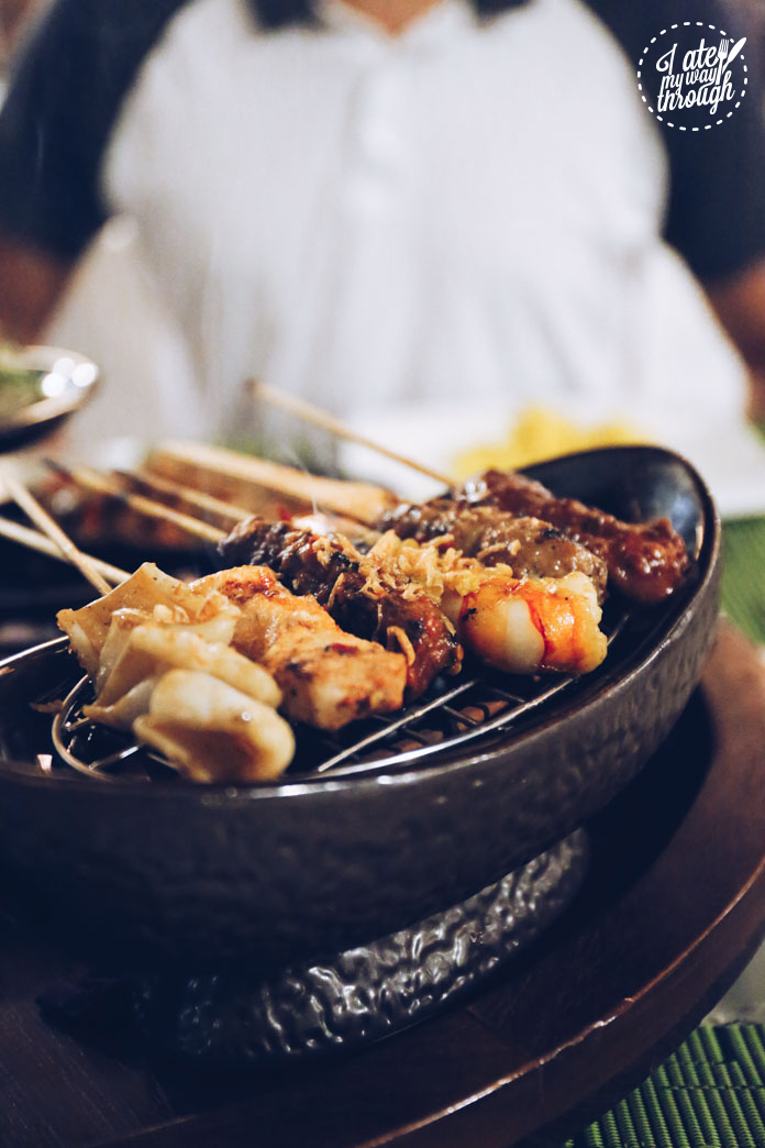 Sate Campur - assorted Balinese satay: pork, beef, squid, prawn, fish and chicken (Rp 110,000)