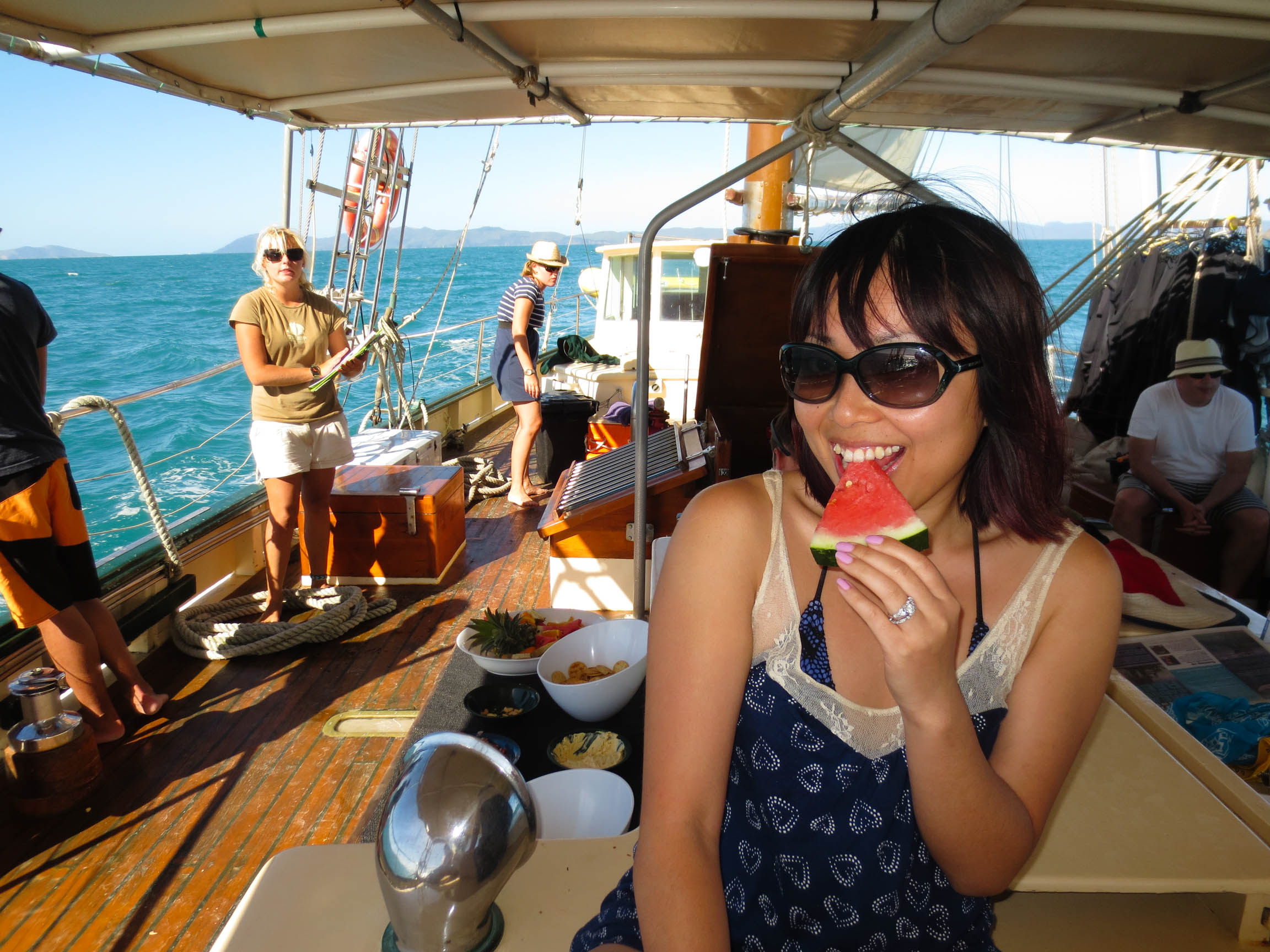 Eating watermelon, sailing, Derwent Hunter