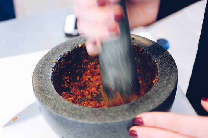 Pounding a curry paste