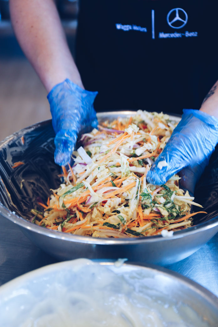 Tossing our Asian slaw