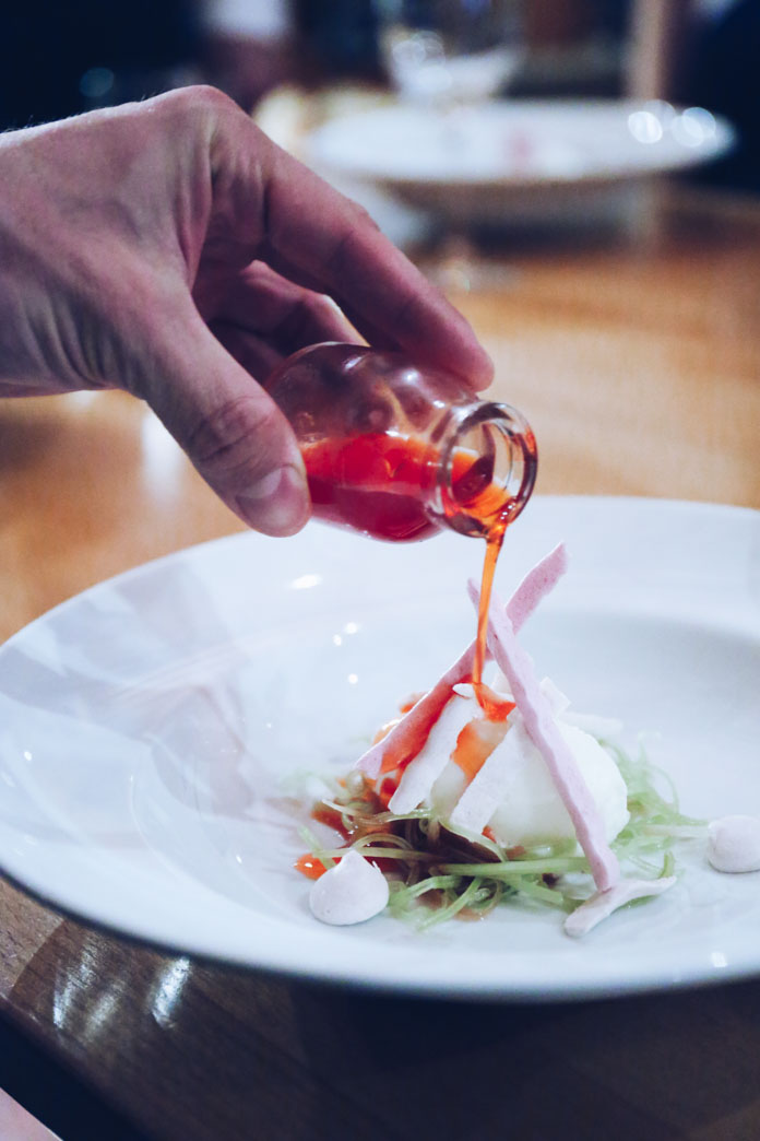 Rhubarb, yoghurt gelato, strawberry