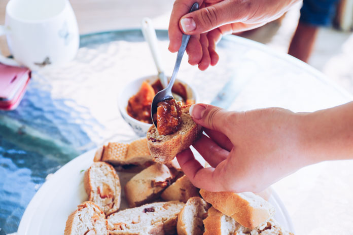 Housemade bread with peach chutney