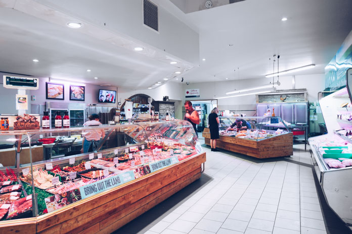 Butcher display at Knights Meats & Deli