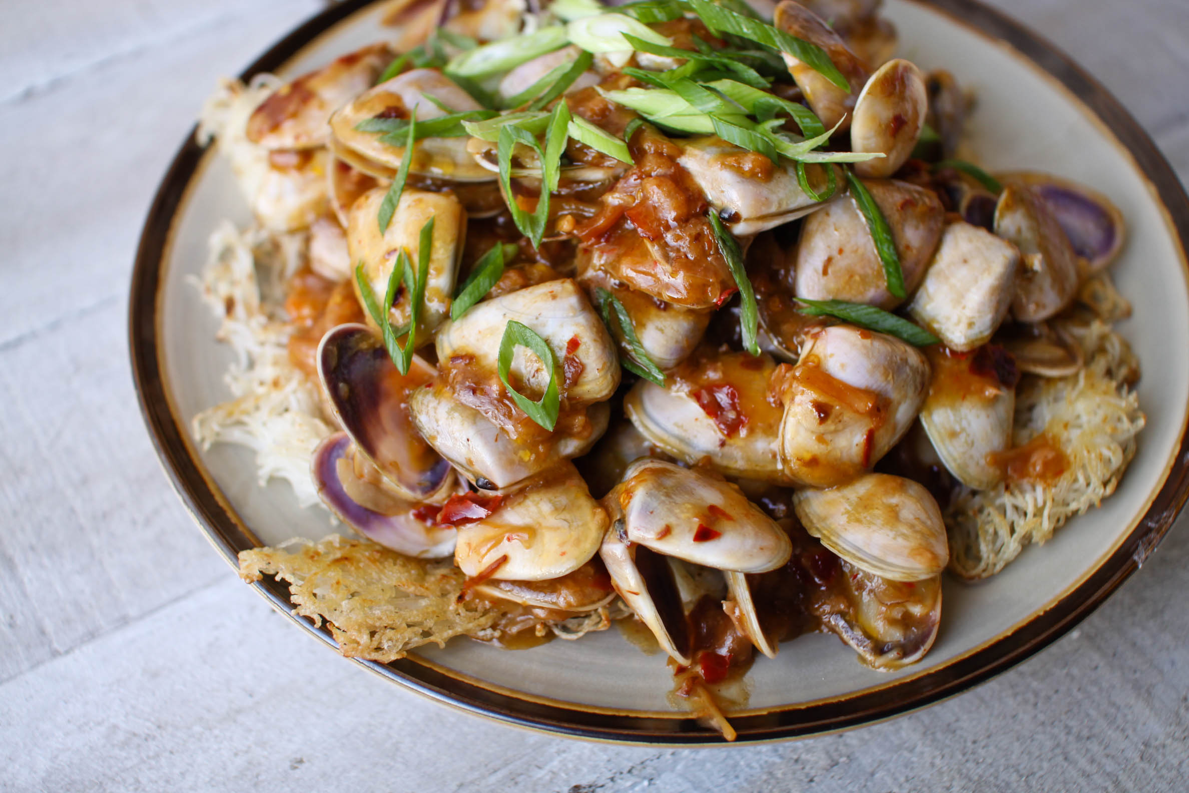 Pipis with Vermicelli in homemade XO sauce