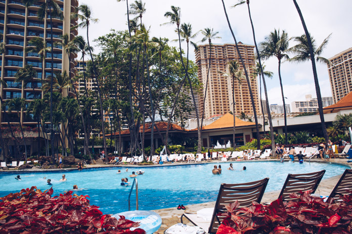 One of five pools at Hilton Hawaiian Village