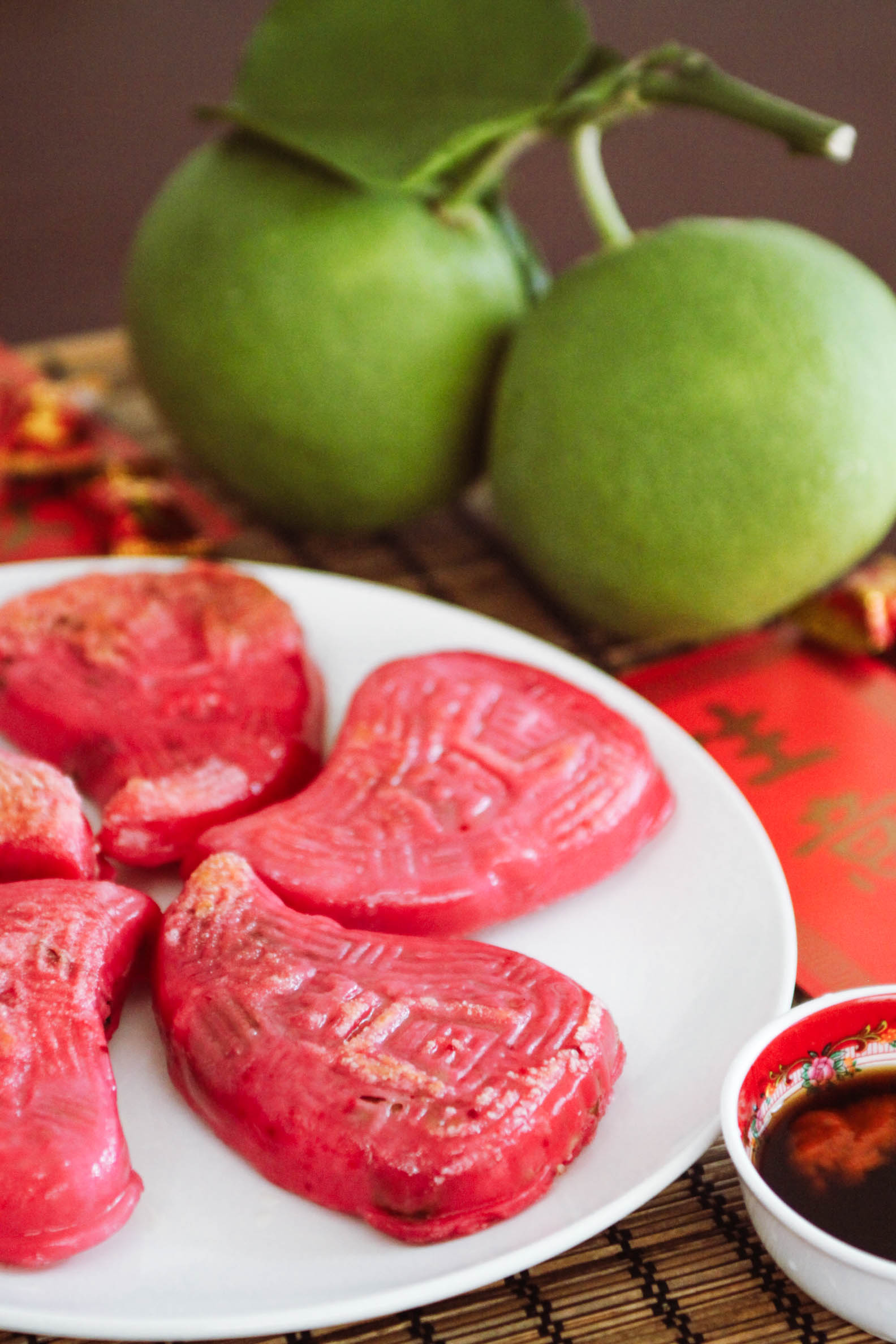 Teochew Peach-shaped Kueh (红桃粿), also known as Png Kueh or Teochew Red Kueh