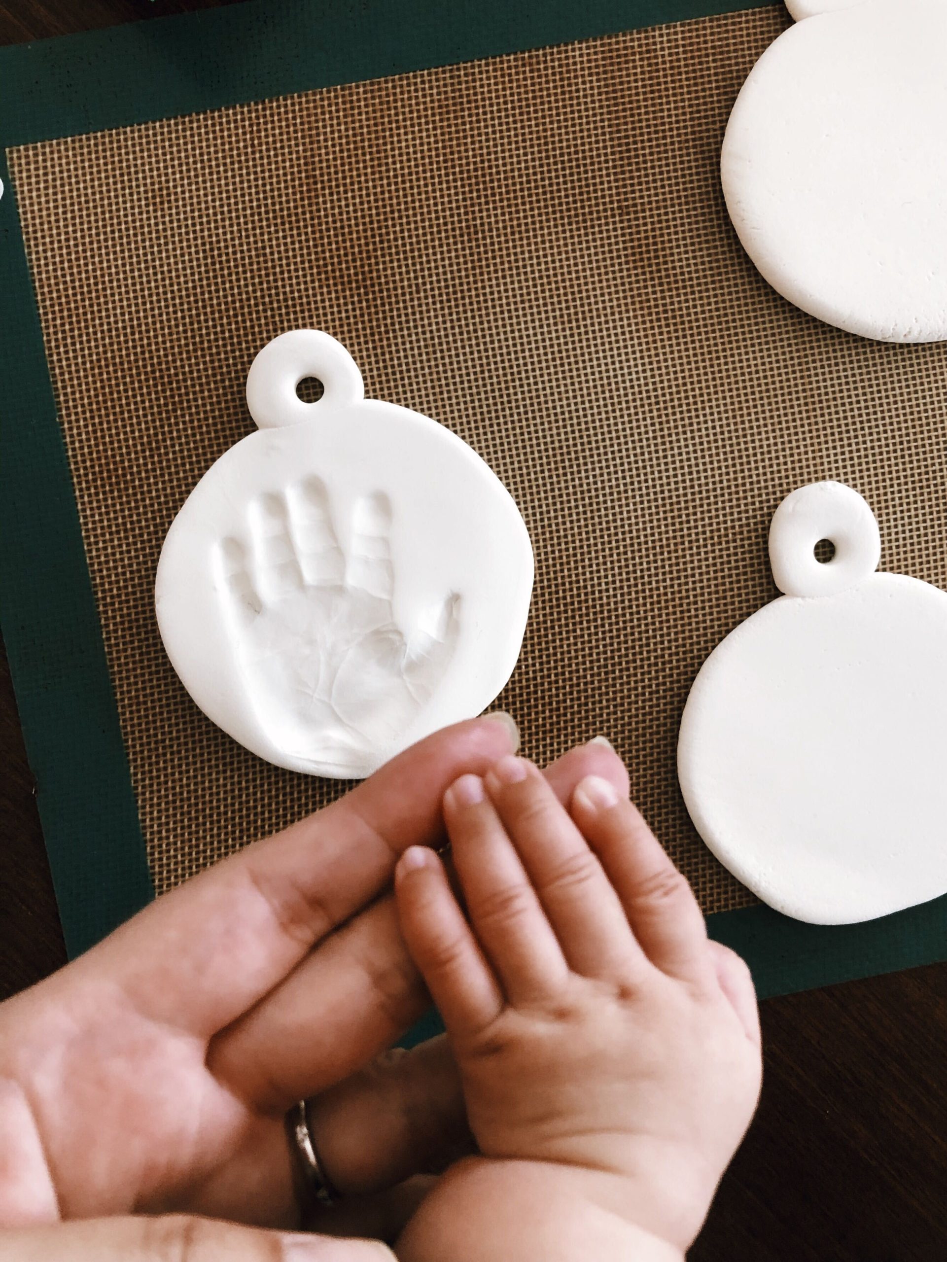 Christmas air-dry clay handprint ornament - Christmas DIY keepsake idea
